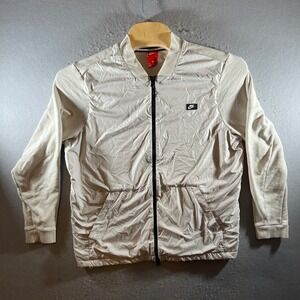1333 | Vintage Nike Hybrid Full Zip Mixed Media Bomber Jacket Beige Mens XL
